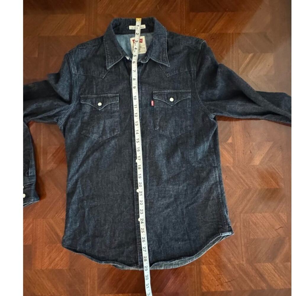 Levi’s Men’s Small Western Denim Shirt Dark Blue - Pearl Snap 65816-0005 - Picture 5 of 14
